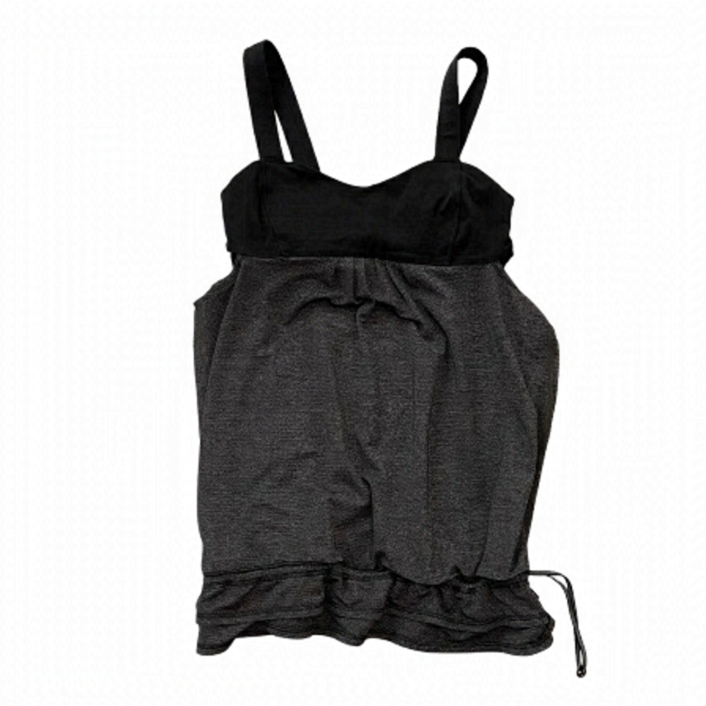 2/40$ LULULEMON tank top black grey self bra aju waist loose bottom size 2 or XS